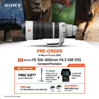 (Pre Order Now 14 May - 14 June 2026)Sony FE 100-400mm f/4.5 GM OSS Lens