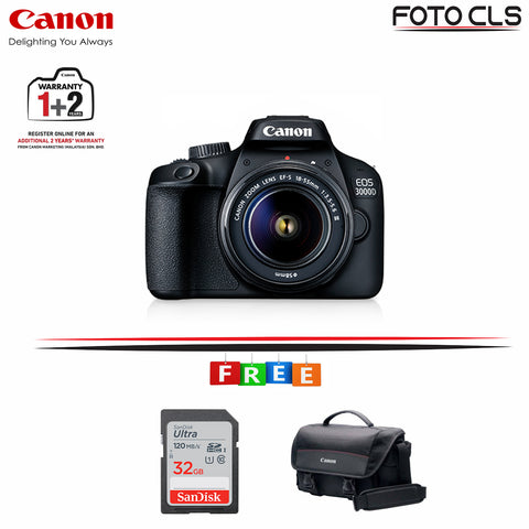 (August Promo)Canon EOS 3000D with EF-S 18-55mm F/3.5-5.6 III DSLR  Camera