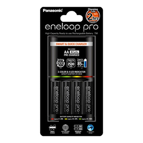 Panasonic Eneloop Quick Charger with 4x AA Rechargeable Battery Eneloop Pro